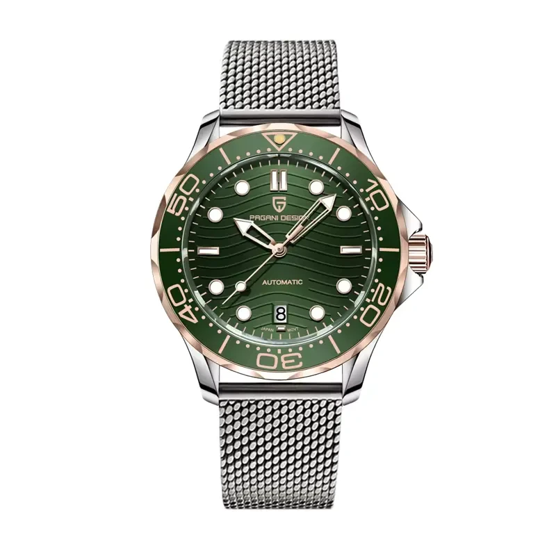 Pagani Design Seamaster Green Dial Mesh Men's Watch- PD-1685